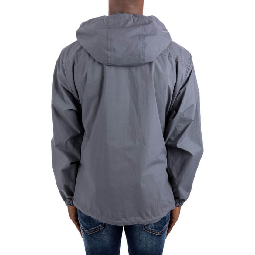 Gray Cotton Shell JacketDescription: – Composition: 100% Cotton – Long sleeves – Machine wash – Drawstring hood – Two front pockets – Elasticated cuffs – Front zip closure – Front logo detail – Drawstring hem – Made in Italy – Gender: MEN –Gray Cotton She