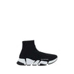 Black Polyester Athletic SneakersSpeed Sneakers by Balenciaga feature an elongated toe and a sock-like design that ensures a snug, modern fit. The contrasting printed logo on the outer side adds a recognizable style detail, making these sneakers a perfect