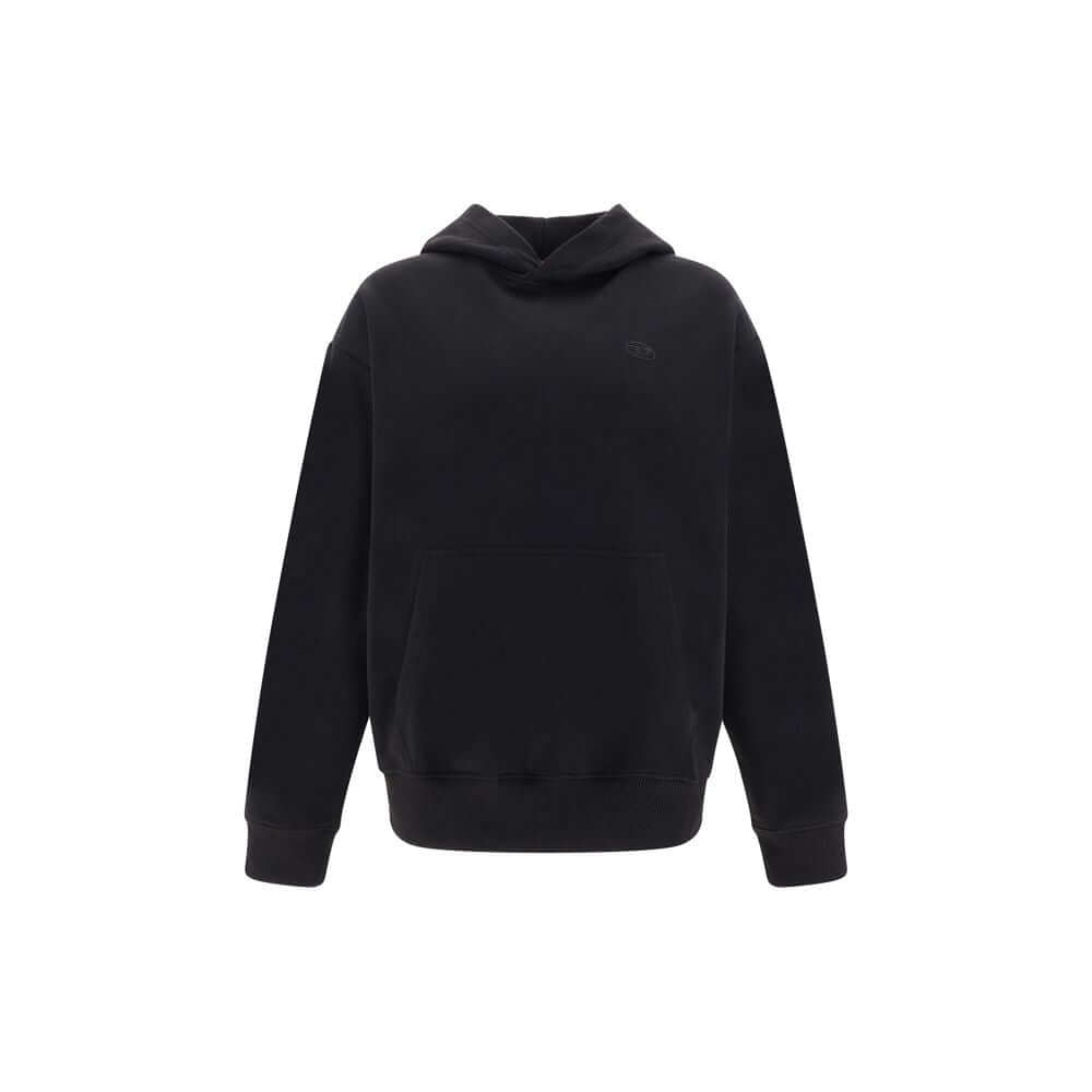 Black Elastane SweatshirtMacs Hoodie by Diesel, ribbed cuffs, ribbed hem, front kangaroo pocket, iconic tone-on-tone brand logo embroidered on front, contrasting maxi logo on back, regular fit. Season: AW25 Composition: 5% Elastane 95% Cotton MADE IN TURK