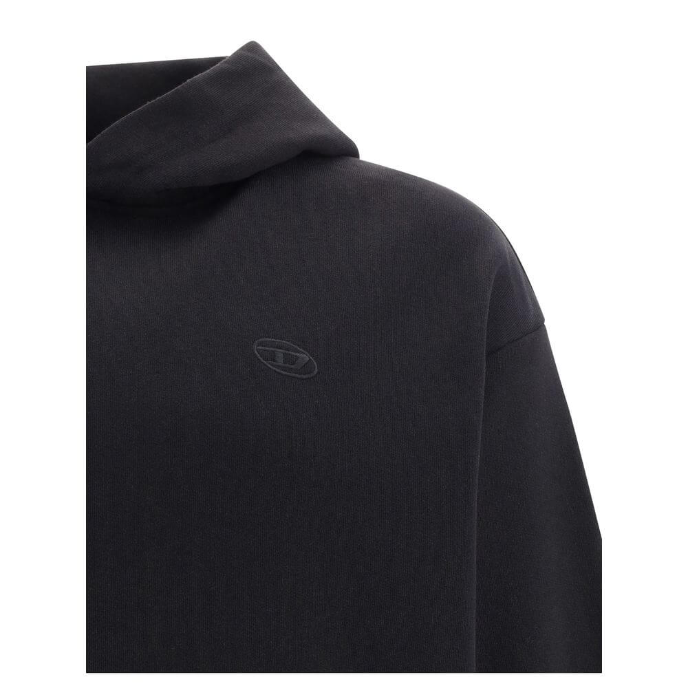 Black Elastane SweatshirtMacs Hoodie by Diesel, ribbed cuffs, ribbed hem, front kangaroo pocket, iconic tone-on-tone brand logo embroidered on front, contrasting maxi logo on back, regular fit. Season: AW25 Composition: 5% Elastane 95% Cotton MADE IN TURK