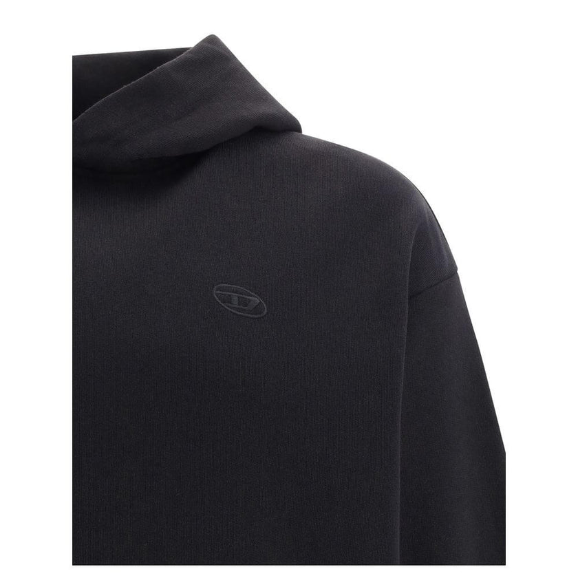 Black Elastane SweatshirtMacs Hoodie by Diesel, ribbed cuffs, ribbed hem, front kangaroo pocket, iconic tone-on-tone brand logo embroidered on front, contrasting maxi logo on back, regular fit. Season: AW25 Composition: 5% Elastane 95% Cotton MADE IN TURK