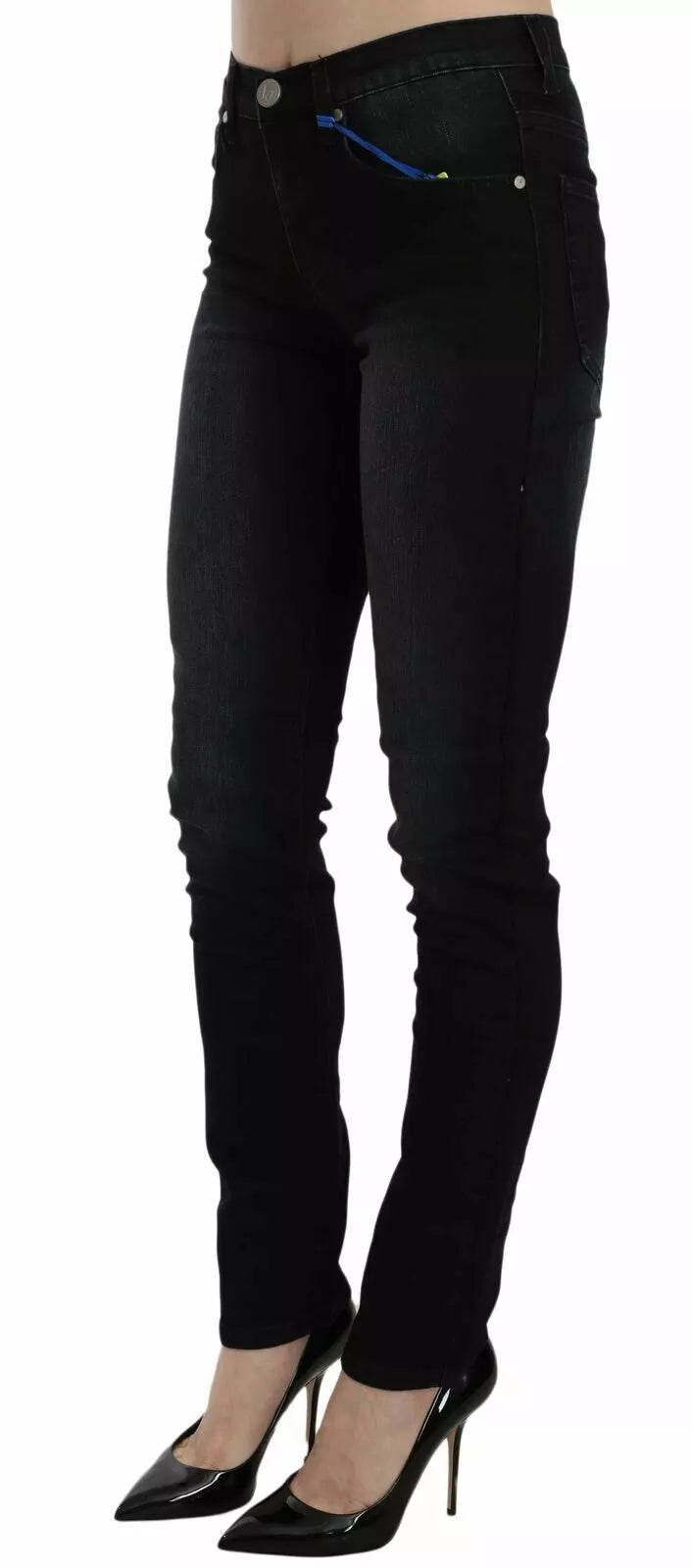 Dark Black Versace Slim Fit Cotton Denim Pants