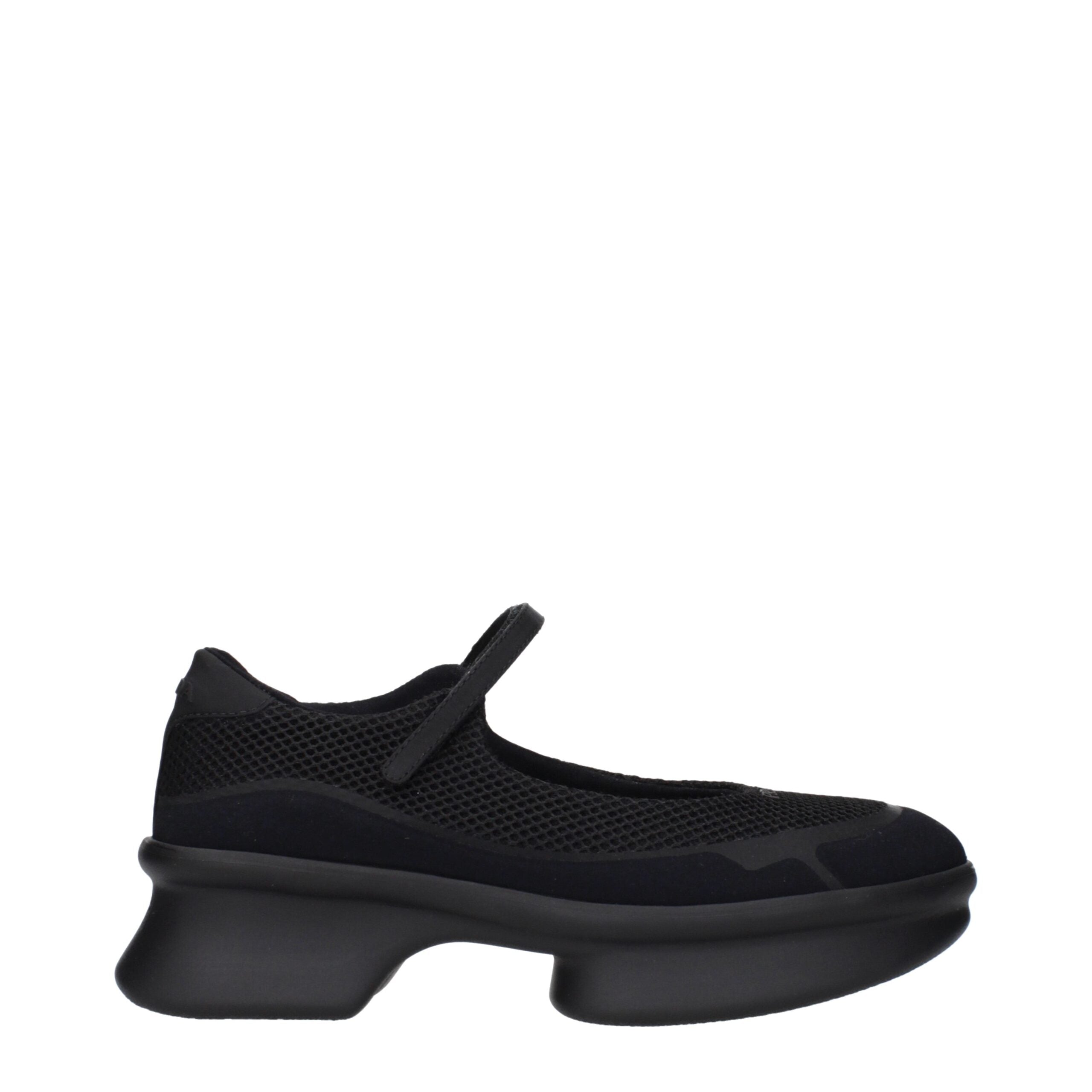 Black Fibres MulesDescription: The product with MPN 1F111OYZU050F0002 and code F84311 net in black is a sneakers designed by Prada. It has features like front logo, back logo. Additional Info: Style: Casual Closing type: Strap Closure Shoe sole: Rubber He