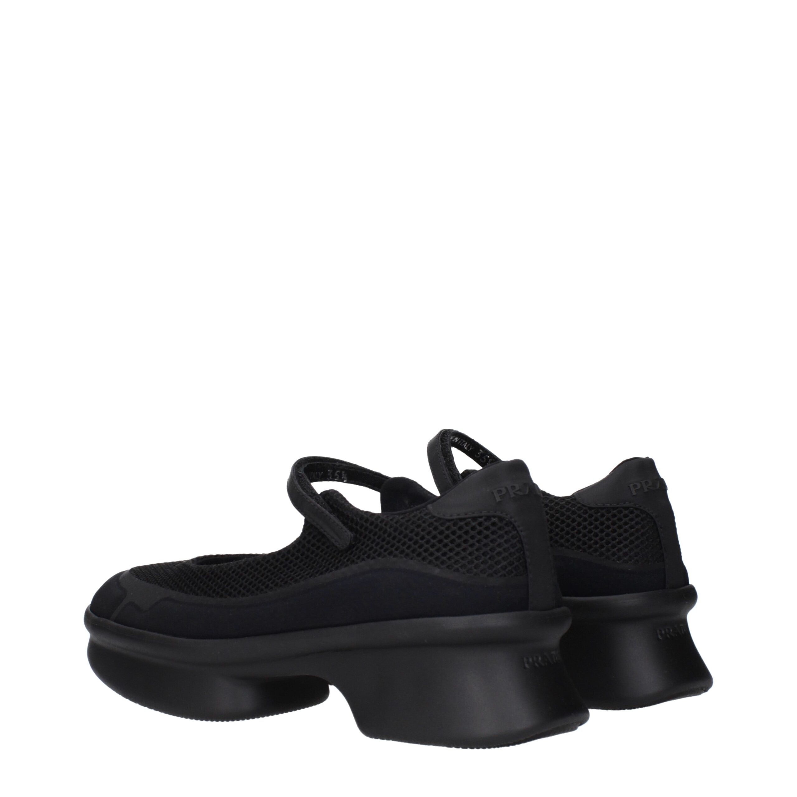 Black Fibres MulesDescription: The product with MPN 1F111OYZU050F0002 and code F84311 net in black is a sneakers designed by Prada. It has features like front logo, back logo. Additional Info: Style: Casual Closing type: Strap Closure Shoe sole: Rubber He