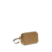 Beige Calf Leather Bos Taurus Shoulder BagMini Shoulder Bag by Prada is a compact and essential accessory perfect for everyday use. Featuring a zippered top closure and an adjustable, removable shoulder strap, it combines practicality and style. The inter
