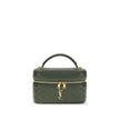 Green Calf Leather Bos Taurus HandbagThe Vanity Gaby leather Handbag by Saint Laurent combines elegance and practicality in a compact and refined design. Featuring an all-over quilted finish, it features a flat top handle, a double-slider twist closure, a
