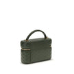 Green Calf Leather Bos Taurus HandbagThe Vanity Gaby leather Handbag by Saint Laurent combines elegance and practicality in a compact and refined design. Featuring an all-over quilted finish, it features a flat top handle, a double-slider twist closure, a
