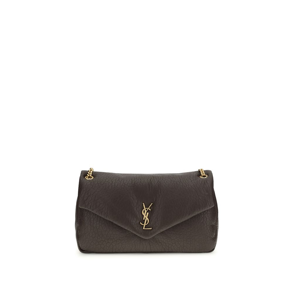Gray Lamb Ovis Aries Aries Shoulder BagThe lambskin Calypso Shoulder Bag by Saint Laurent is an elegant and contemporary accessory. Featuring a magnetic flap closure on the front, it is embellished with a three-dimensional plaque with the brand’s iconic l