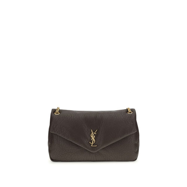 Gray Lamb Ovis Aries Aries Shoulder BagThe lambskin Calypso Shoulder Bag by Saint Laurent is an elegant and contemporary accessory. Featuring a magnetic flap closure on the front, it is embellished with a three-dimensional plaque with the brand’s iconic l