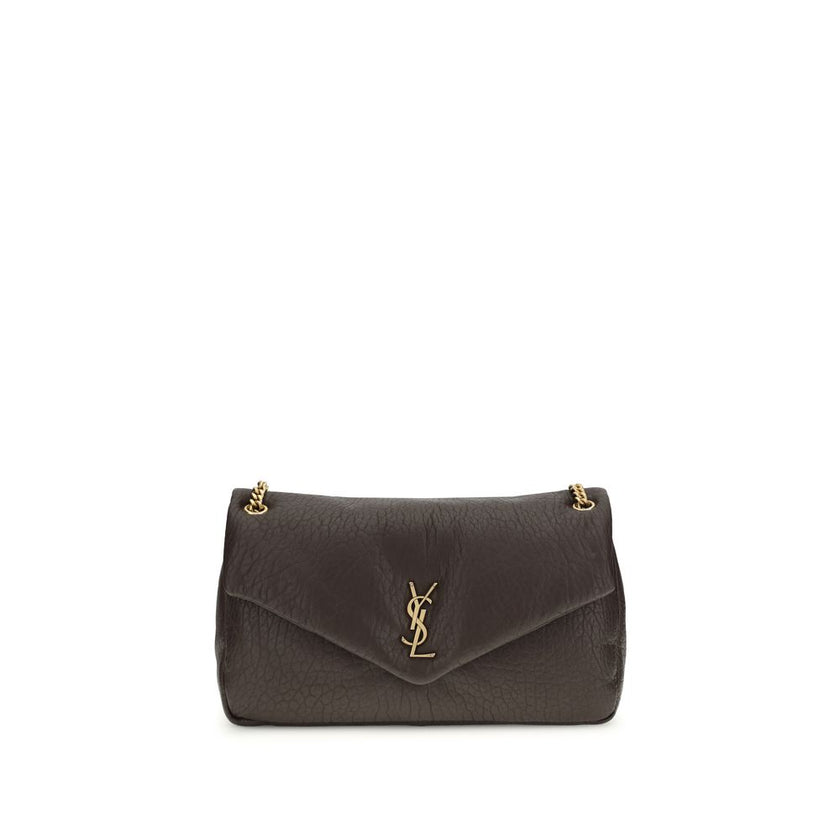 Gray Lamb Ovis Aries Aries Shoulder BagThe lambskin Calypso Shoulder Bag by Saint Laurent is an elegant and contemporary accessory. Featuring a magnetic flap closure on the front, it is embellished with a three-dimensional plaque with the brand’s iconic l