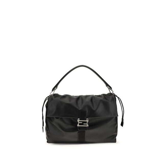 Black Calf Leather Bos Taurus Shoulder BagMamma Baguette Shoulder Bag by Fendi is a masterpiece of elegance and versatility, made of soft nappa leather and decorated with the iconic FF closure, embellished with a tone-on-tone leather insert. The large sue