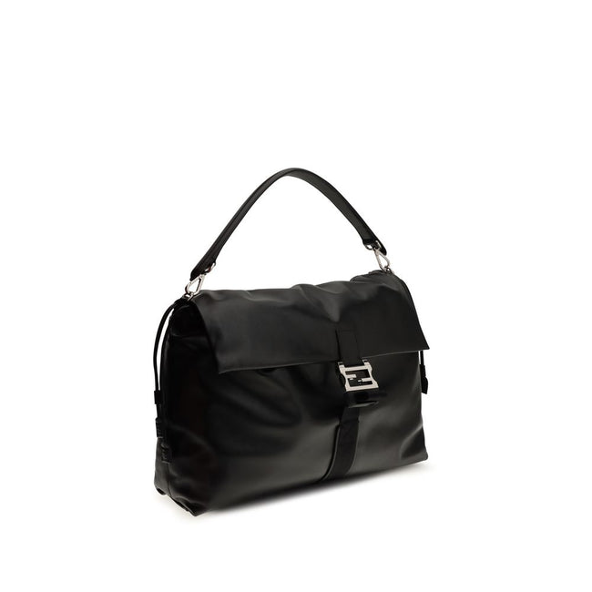 Black Calf Leather Bos Taurus Shoulder BagMamma Baguette Shoulder Bag by Fendi is a masterpiece of elegance and versatility, made of soft nappa leather and decorated with the iconic FF closure, embellished with a tone-on-tone leather insert. The large sue