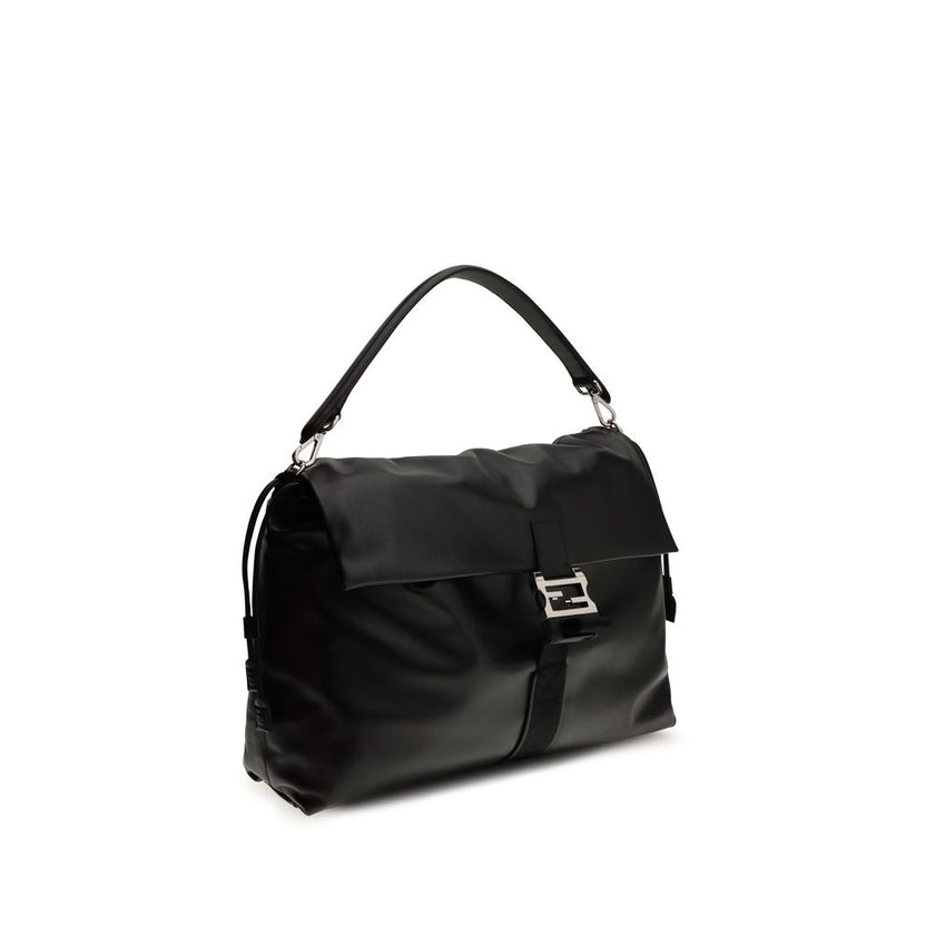Black Calf Leather Bos Taurus Shoulder BagMamma Baguette Shoulder Bag by Fendi is a masterpiece of elegance and versatility, made of soft nappa leather and decorated with the iconic FF closure, embellished with a tone-on-tone leather insert. The large sue