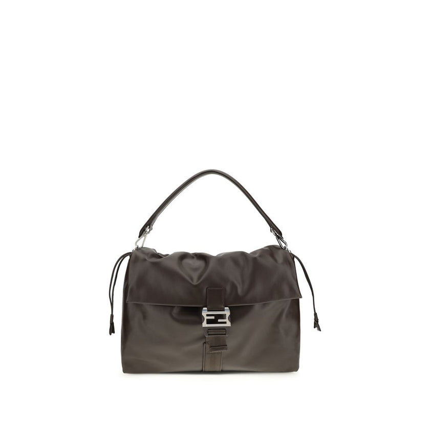 Brown Calf Leather Bos Taurus Shoulder BagMamma Baguette Shoulder Bag by Fendi is a masterpiece of elegance and versatility, made of soft nappa leather and decorated with the iconic FF closure, embellished with a tone-on-tone leather insert. The large sue