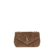 Brown Calf Leather Bos Taurus Shoulder BagThe small LouLou Shoulder Bag in matelassé suede by Saint Laurent is an iconic accessory, featuring the elegant chevron pattern that gives the design a sophisticated texture. This bag includes a removable leather
