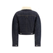 Blue Cotton SweatshirtThe De-Nîmes Ovalo Denim Bomber by Jacquemus reimagines the classic aviator silhouette with a contemporary and artisanal touch. Crafted from rinsed raw indigo denim, it features contrasting stitching and a pointed faux-shearling coll