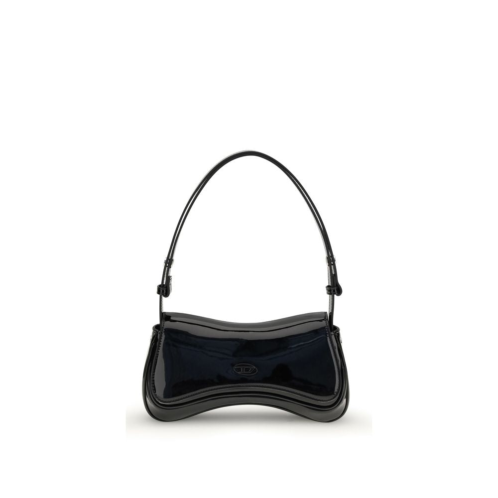 Black Polyethylene Shoulder BagThe Play Shoulder Bag by Diesel stands out for its curved, modern design, embellished with the logo on the front. Featuring a handle and a large single compartment, it offers practicality and style in one. The magnetic closu