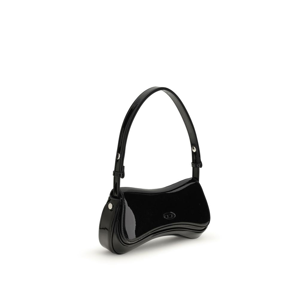 Black Polyethylene Shoulder BagThe Play Shoulder Bag by Diesel stands out for its curved, modern design, embellished with the logo on the front. Featuring a handle and a large single compartment, it offers practicality and style in one. The magnetic closu