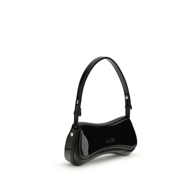 Black Polyethylene Shoulder BagThe Play Shoulder Bag by Diesel stands out for its curved, modern design, embellished with the logo on the front. Featuring a handle and a large single compartment, it offers practicality and style in one. The magnetic closu