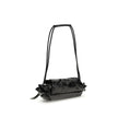 Black Calf Leather Bos Taurus Shoulder BagThe Scrunch-D Shoulder Bag by Diesel is a modern and practical accessory. Featuring two round handles, it offers a front closure with a magnetic flap for easy access to its contents. The brand’s iconic appliquéd l