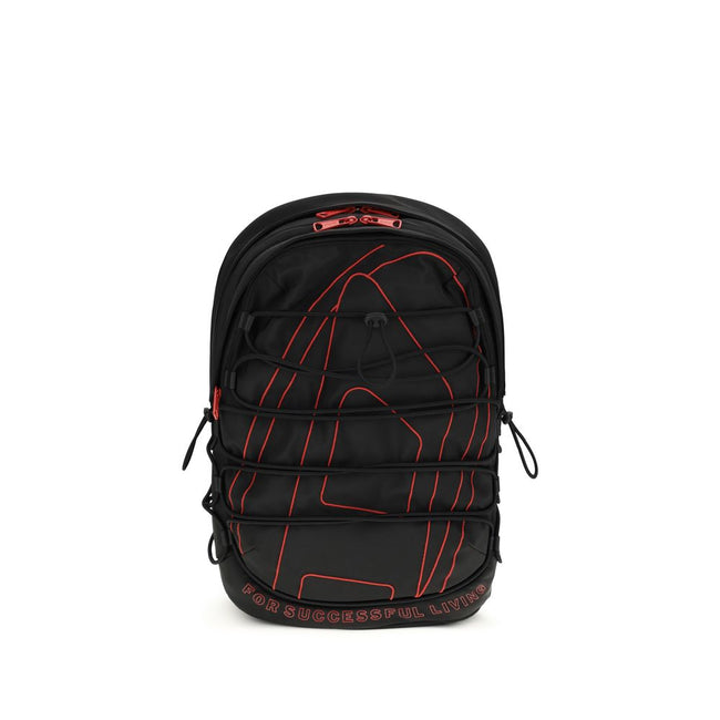 Black Polyester BackpackTech-D Backpack by Diesel is the perfect blend of functionality and urban style. Featuring a zippered top closure and drawstring detail, it offers practicality and security. Adjustable shoulder straps provide customizable comfort,