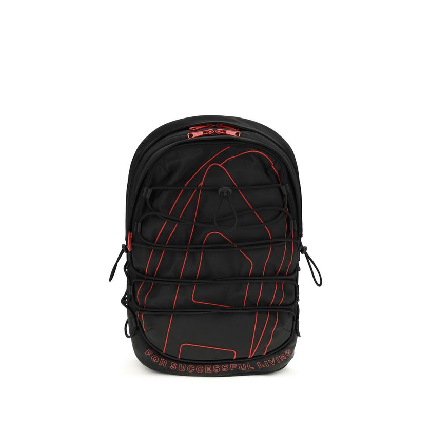 Black Polyester BackpackTech-D Backpack by Diesel is the perfect blend of functionality and urban style. Featuring a zippered top closure and drawstring detail, it offers practicality and security. Adjustable shoulder straps provide customizable comfort,