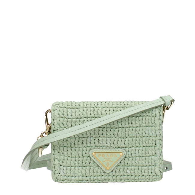 Green Raffia Crossbody BagDescription: The product with MPN 1MR0242CYCF0934 and code F83939 raffia in green is a crossbody bags designed by Prada. It has features like front logo, adjustable shoulder, removable shoulder.Green Raffia Crossbody Bag${tagsPra