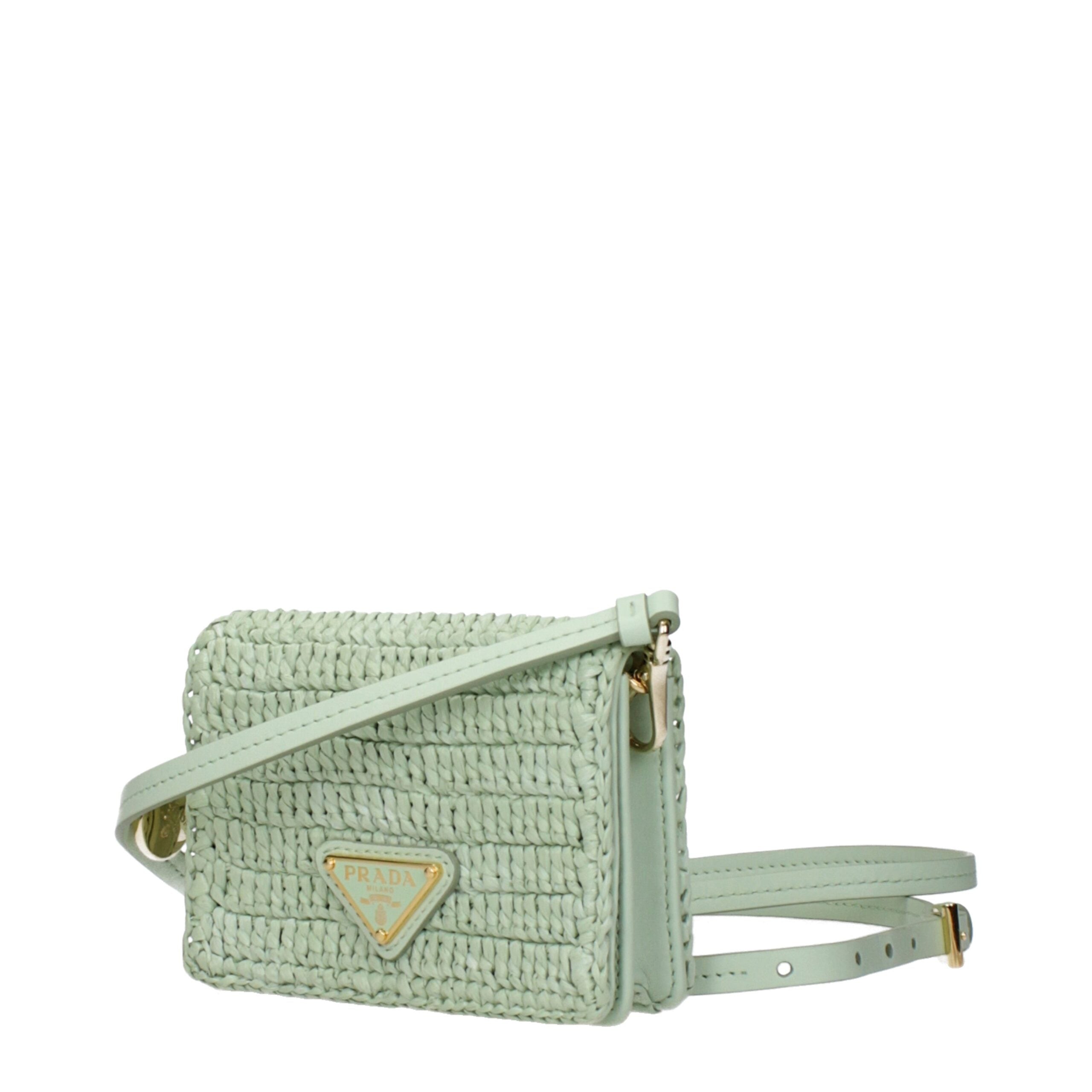 Green Raffia Crossbody BagDescription: The product with MPN 1MR0242CYCF0934 and code F83939 raffia in green is a crossbody bags designed by Prada. It has features like front logo, adjustable shoulder, removable shoulder.Green Raffia Crossbody Bag${tagsPra