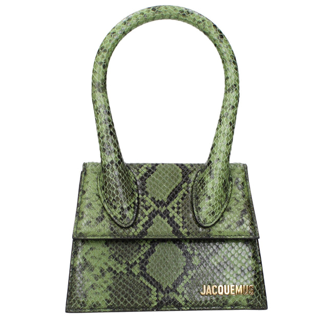 Green Leather HandbagDescription: The product with MPN 213BA0023198550 and code F84926 leather in green is a handbags designed by Jacquemus. It has features like front logo, adjustable shoulder, removable shoulder.Green Leather Handbag${tagsJacquemusGreen