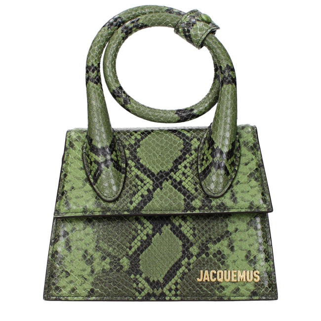 Green Leather HandbagDescription: The product with MPN 213BA0053198550 and code F84930 leather in green is a handbags designed by Jacquemus. It has features like front logo, adjustable shoulder, removable shoulder.Green Leather Handbag${tagsJacquemusGreen