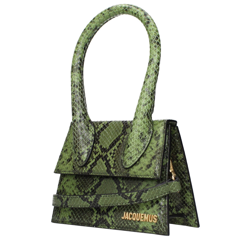 Green Leather HandbagDescription: The product with MPN 213BA0023198550 and code F84926 leather in green is a handbags designed by Jacquemus. It has features like front logo, adjustable shoulder, removable shoulder.Green Leather Handbag${tagsJacquemusGreen