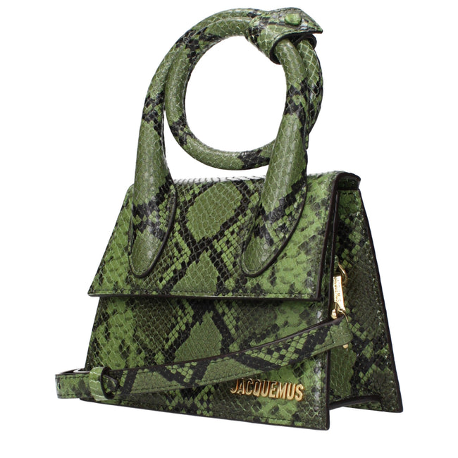 Green Leather HandbagDescription: The product with MPN 213BA0053198550 and code F84930 leather in green is a handbags designed by Jacquemus. It has features like front logo, adjustable shoulder, removable shoulder.Green Leather Handbag${tagsJacquemusGreen