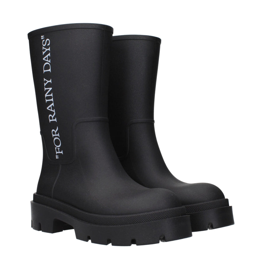 Black Cotton Ankle BootsDescription: The product with MPN OWIE049MAT0011001 and code F84975 rubber in black is a ankle boots designed by Off-White. It has features like back logo.Black Cotton Ankle Boots${tagsOff-WhiteBlack Cotton Ankle BootsDescription: