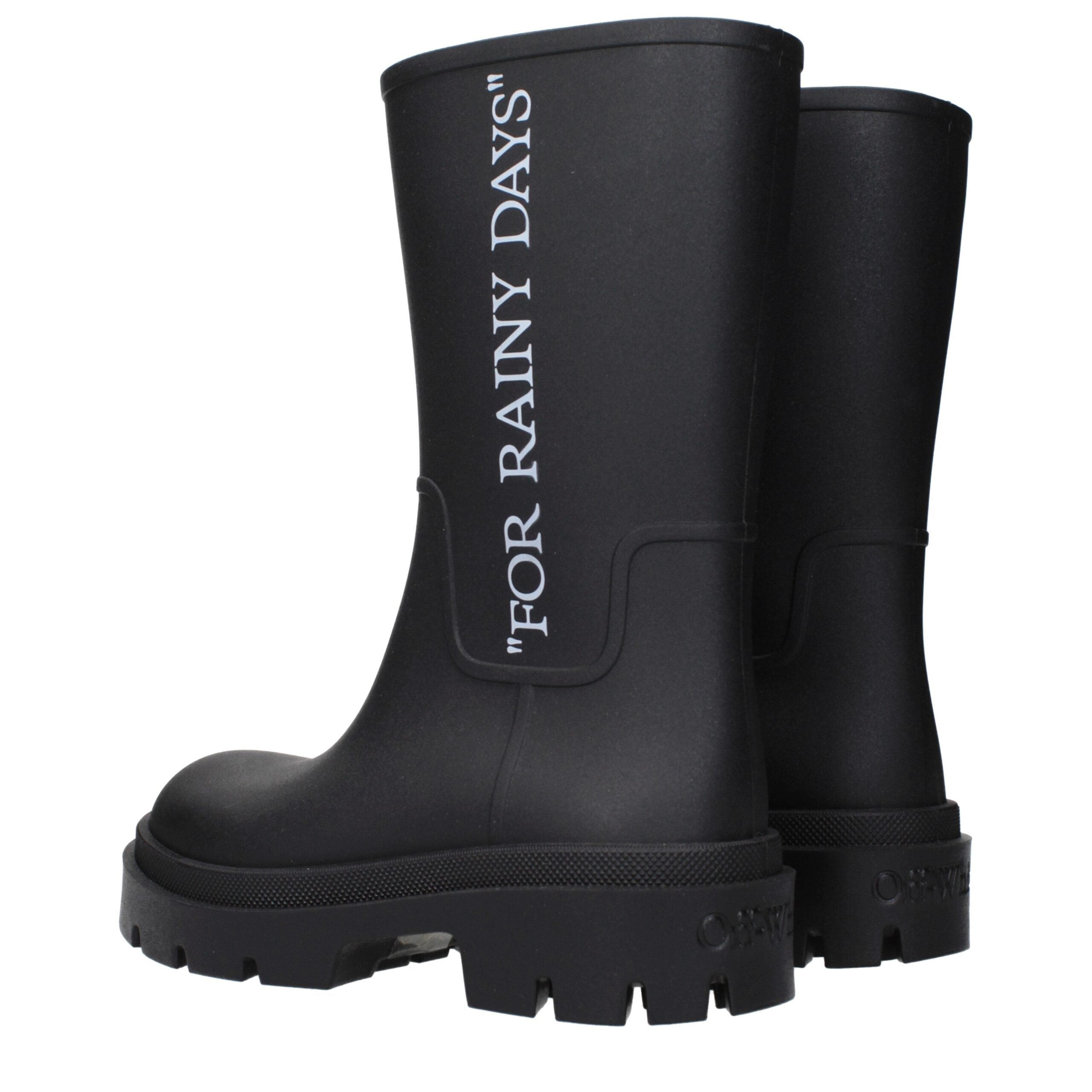 Black Cotton Ankle BootsDescription: The product with MPN OWIE049MAT0011001 and code F84975 rubber in black is a ankle boots designed by Off-White. It has features like back logo.Black Cotton Ankle Boots${tagsOff-WhiteBlack Cotton Ankle BootsDescription: