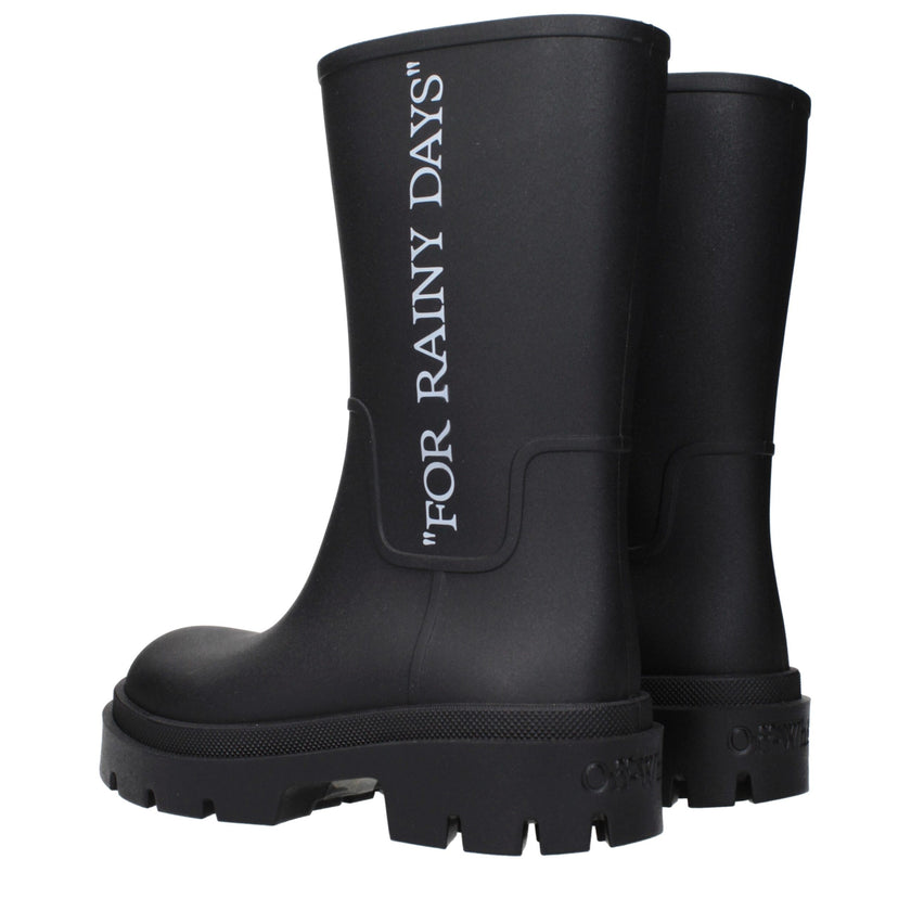 Black Cotton Ankle BootsDescription: The product with MPN OWIE049MAT0011001 and code F84975 rubber in black is a ankle boots designed by Off-White. It has features like back logo.Black Cotton Ankle Boots${tagsOff-WhiteBlack Cotton Ankle BootsDescription: