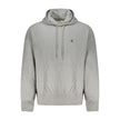 Gray Cotton Men SweaterRevel in the fusion of comfort and style with Calvin Klein’s hooded sweatshirt. This piece promises to keep you at the forefront of fashion with its meticulous embroidery and the iconic logo that screams luxury. Perfect for a trends