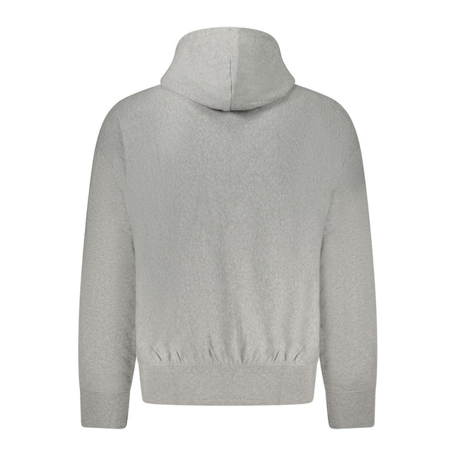 Gray Cotton Men SweaterRevel in the fusion of comfort and style with Calvin Klein’s hooded sweatshirt. This piece promises to keep you at the forefront of fashion with its meticulous embroidery and the iconic logo that screams luxury. Perfect for a trends