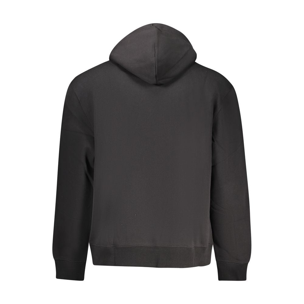 Black Cotton Men SweaterExperience the epitome of urban chic with Calvin Klein’s sleek hooded sweatshirt. Tailored for the fashion-conscious, this statement piece boasts intricate embroidery and applique, infusing your wardrobe with the brand’s iconic log