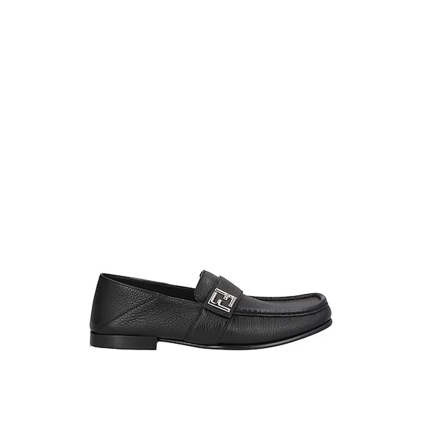 Black Calfskin Slip-On LoafersDescription: – Composition: 100% calf leather – Inner: Leather – Insole: Leather – Sole: Leather – Textured leather – Square toe – Branded insole – Silver-tone metal logo detail – Made in Italy – Gender: MEN –Black Calfskin S