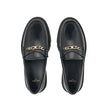 Black Calfskin Slip-On LoafersDescription: – Composition: 100% calf leather – Inner: Leather – Insole: Leather – Sole: Rubber – Round toe – Branded insole – Slip-on design – Gold-tone front logo detail – Smooth leather item – Made in Italy – Gender: MEN –