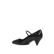 Black Calfskin High Heel PumpsDescription: – Composition: 100% calf leather – Inner: Leather – Insole: Leather – Sole: Leather – Pointed toe – Branded insole – Heel 5,5 cm – Adjustable front strap closure – Cone heel – Made in Italy – Gender: WOMEN –Black