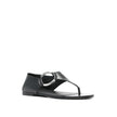 Black Calfskin Strap-On SandalsDescription: – Composition: 100% calf leather – Inner: Leather – Insole: Leather – Sole: Leather – Round toe – Branded insole – Slip-on design – Smooth grain leather – Thong strap – Silver-tone ring hardware detailing – Made