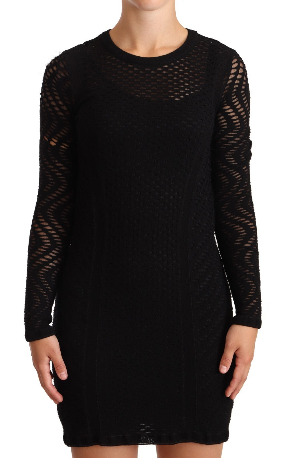 Schwarzes MISSONI Bodycon-Mini-Kleid mit langen Ärmeln