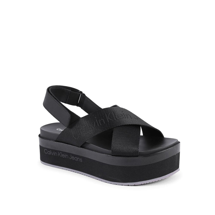 Black Recycled Polyester Platform SandalsBrand: Calvin Klein Product Code: YW0YW013620GT Colour: Black Composition: 100% Recycled Polyester Made in Vietnam Gender: WomenBlack Recycled Polyester Platform Sandals${tagsCalvin KleinBlack Recycled Polyester Pl