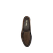 Brown Leather Slip-On LoafersThe Loafers by Prada crafted from vintage-effect suede leather, featuring a laminated logo printed on the vamp. Designed with a rounded toe and an internal printed logo, they express a timeless and elegant aesthetic. Season: A