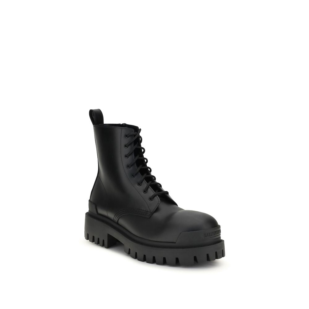 Schwarze Leder-Schnürstiefeletten "Strike"
