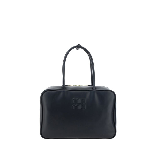 Black Calf Leather Bos Taurus HandbagMiu Miu’s Beau Leather Handbag is an elegant and refined accessory perfect for those seeking a touch of everyday luxury. Made of high-quality leather, it features two tubular leather handles that provide a comfortable