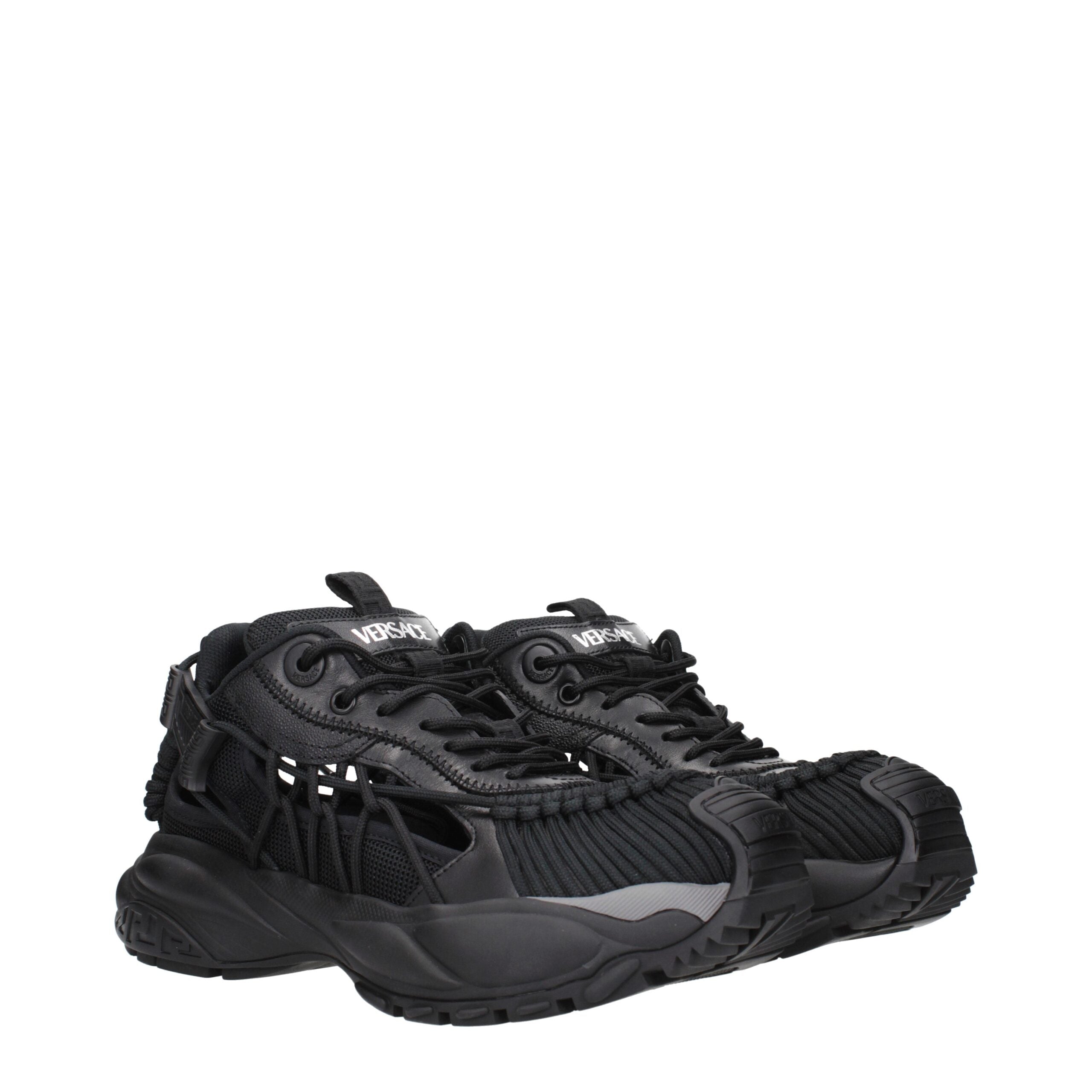 Black Leather Athletic SneakersDescription: The product with MPN 10167111A118611B000 and code F84046 leather in black is a sneakers designed by Versace. It has features like front logo, side logo. Additional Info: Style: Casual Closing type: Lace up Closu