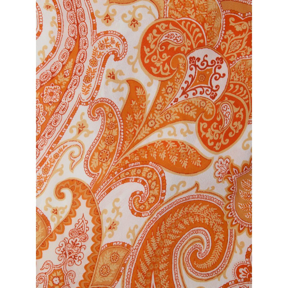 Bicolor Viscose Casual DressWhite and Orange Kaftan with Etro Print. In soft viscose with iconic Etro allover print, V-neck closed with lace, wide sleeve, two side welt pockets, side slits. Loose fit Composition: 100% Viscose Internal SKU: 25GIU121 Brand