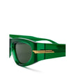 Green Acetate SunglassesBottega Veneta Transparent Green Acetate Sunglasses. Geometric frame, dark green lenses, gold details on the arms. Composition: Acetate Internal SKU: 25AGO34 Brand SKU: 703257V23303354Green Acetate Sunglasses${tagsBottega VenetaGre